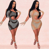 Fashion Sexy Nightclub Skinny Hot Drill Hollow Dress Women