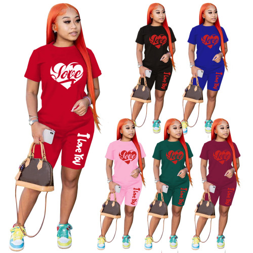 Fashion Casual Sports Suit Cartoon Print 2 Piece Women's Clothing