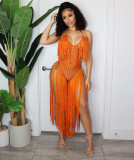 Ladies Beach Skirt Handmade Crochet Jumpsuit Fringe Skirt