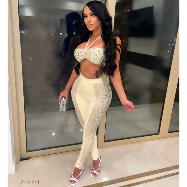 Sling nightclub hot drill perspective sexy two-piece set