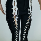 Trendy Dark Ribbon Trousers