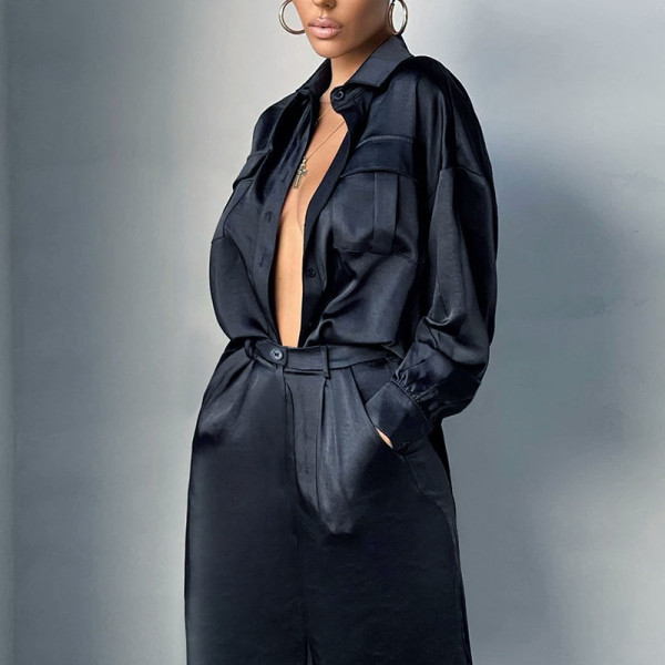 Fashion Women's Waist Slim Fit Long Sleeve Suit Two Piece