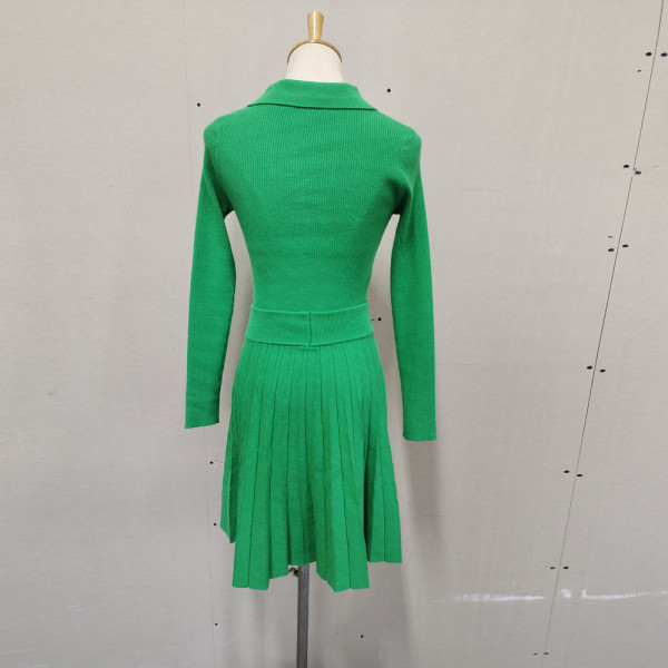 Women's Solid Color Long Sleeve Knit Sweater Top Pleated Skirt AliExpress Fashion Casual Knit Suit