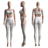 Sling nightclub hot drill perspective sexy two-piece set