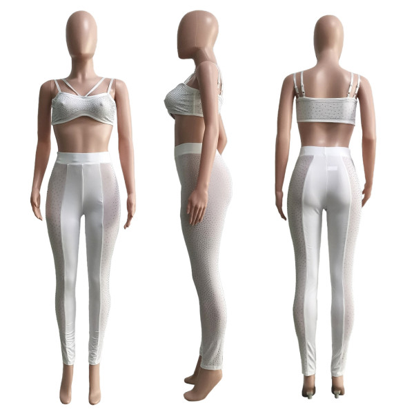 Sling nightclub hot drill perspective sexy two-piece set