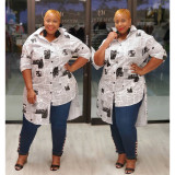 Sexy Split Casual Print Plus Size Top