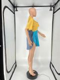 Stylish Multicolor Patchwork Shirt With Waist Slit Dress With Pockets