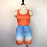 Women's Sports and Leisure Suits R-Vest Gradient Shorts Two-piece Women's Summer New Style