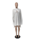 Women's Solid Color Casual Loose Irregular Slit Shirt Dress