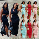 Women's Fashion Sexy Folds Solid Color Irregular Dresses