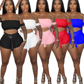Women's Eyelet Adjustment Buckle Belt Pit Bar Two-Piece Set