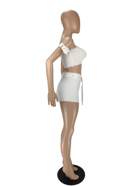 Women's Eyelet Adjustment Buckle Belt Pit Bar Two-Piece Set