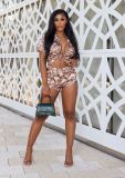 Fashion Print Multicolor Shirt Shorts Casual Outfit
