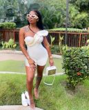 Fashionable and sexy off-the-shoulder solid color jumpsuit