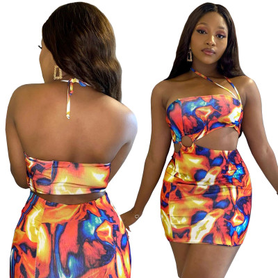 Fashion Sexy Print Wrap Dress