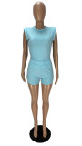 Sports Women's T-Shirt Shoulder Pads Pants Hem Split Two-Piece Set