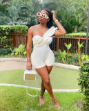 Fashionable and sexy off-the-shoulder solid color jumpsuit
