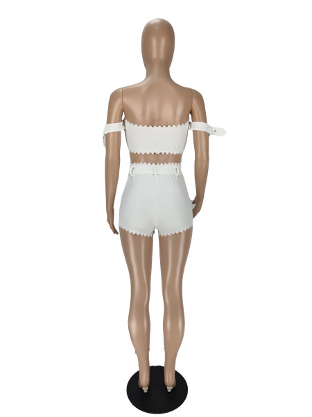 Women's Eyelet Adjustment Buckle Belt Pit Bar Two-Piece Set