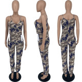 Sexy Loose Sling Double Sided Pocket Fashion Camouflage Jumpsuit