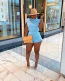 Sports Women's T-Shirt Shoulder Pads Pants Hem Split Two-Piece Set