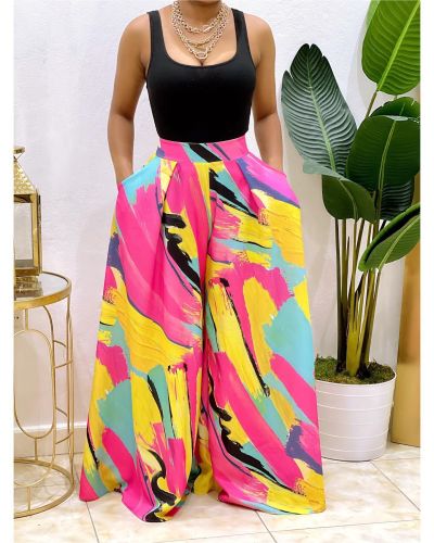 Printed Casual Fashion Wide Leg Pants