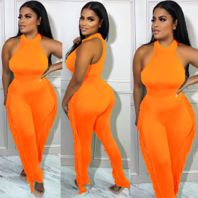 Sexy Tight Vest Tassel Women's Fashion Casual Suit