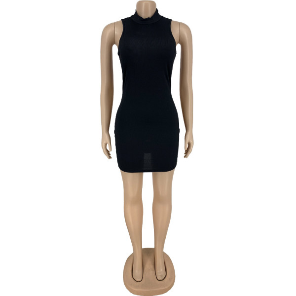 Sexy Solid Tight Thread Pit Stripe Tank Top Women's Dress