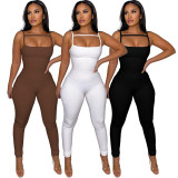 Solid Color Sling Slim Fit Jumpsuit