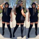 Fashion Casual Sleeveless Hooded Loose Solid Color Dress
