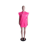 Fashion Casual Sleeveless Hooded Loose Solid Color Dress