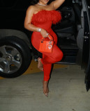 Women's Sexy Slim Feather Tube Top Women's Jumpsuits