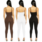 Solid Color Sling Slim Fit Jumpsuit