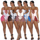 Sexy Bandage Hollow Jumpsuit + Mesh Two-piece Set