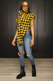 cute plaid asymmetric shirt top