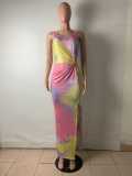 Women's Tie Dye Contrast Dress