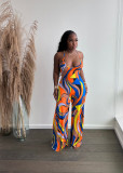 printed halter neck jumpsuit