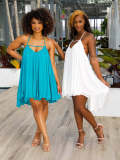 Casual solid color four-way stretch open back dress