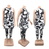 plus size women's print two piece set