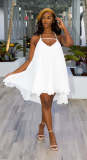Casual solid color four-way stretch open back dress