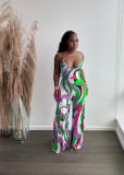 printed halter neck jumpsuit