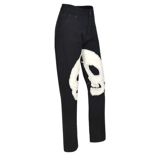 women's sexy mid waist jeans washed cutout straight leg pants