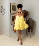 Casual solid color four-way stretch open back dress