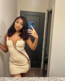 Fashion Hollow Out Women's Shoulder Strap Solid Color Pin Slim Bag Hip Dress Short Skirt Women