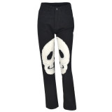 women's sexy mid waist jeans washed cutout straight leg pants
