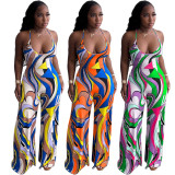 printed halter neck jumpsuit