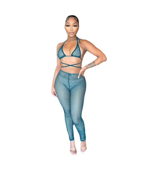 Women's fashion sexy breathable solid color casual two-piece suit
