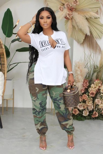 Printed Letter Drape Top