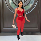 Women's new nightclub mesh perspective sexy two-piece suit