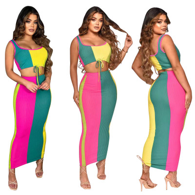 Fashionable pit strip stitching bright skirt suit