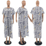 Women's Fashion Leopard Print Loose Fit Gown Dress